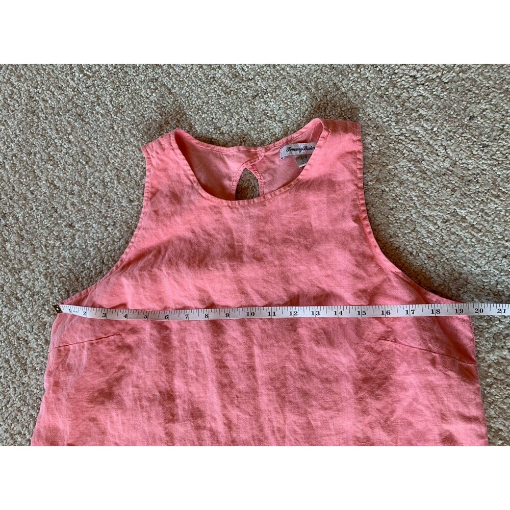 Tommy Bahama Womens 100% Linen Pink Sleeveless Pockets Short Mini Dress Large - Picture 8 of 10
